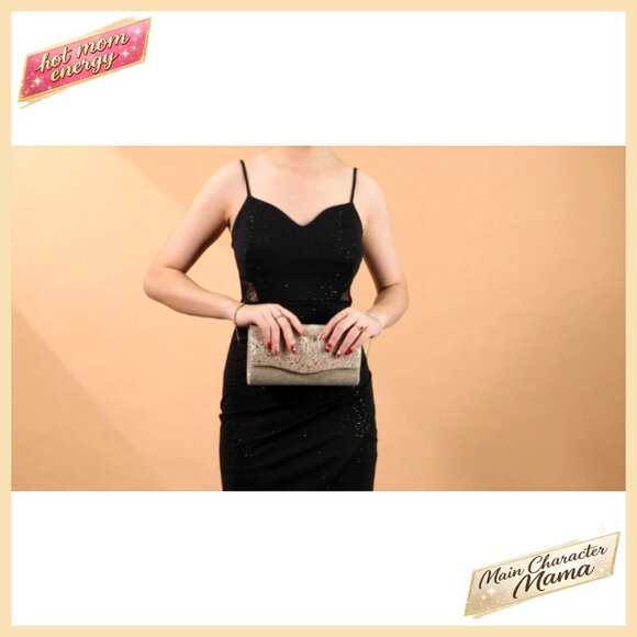 Faux Suede Evening Clutch with Removable Chain, 8.6x4.7x2.1 Inch - Picture 7 of 7